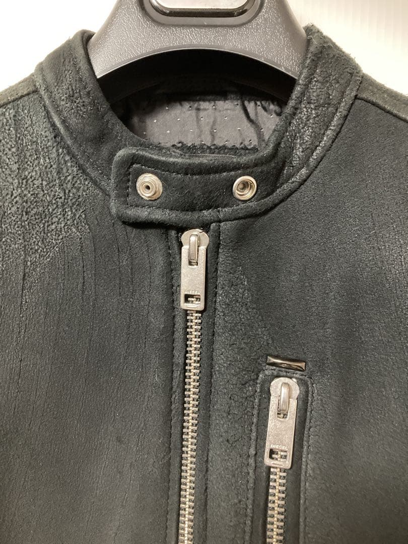 DIESEL ヌバックSheep Skinシングルライダースジャケット サイズS