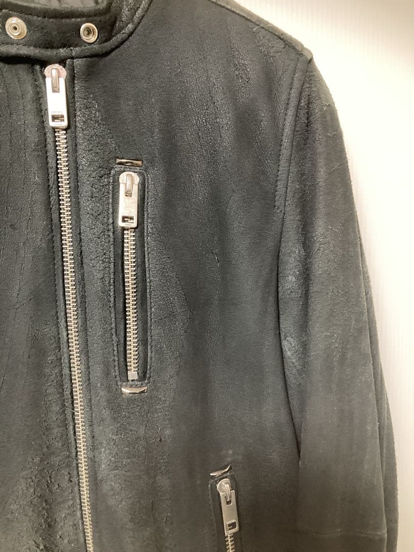 DIESEL ヌバックSheep Skinシングルライダースジャケット サイズS