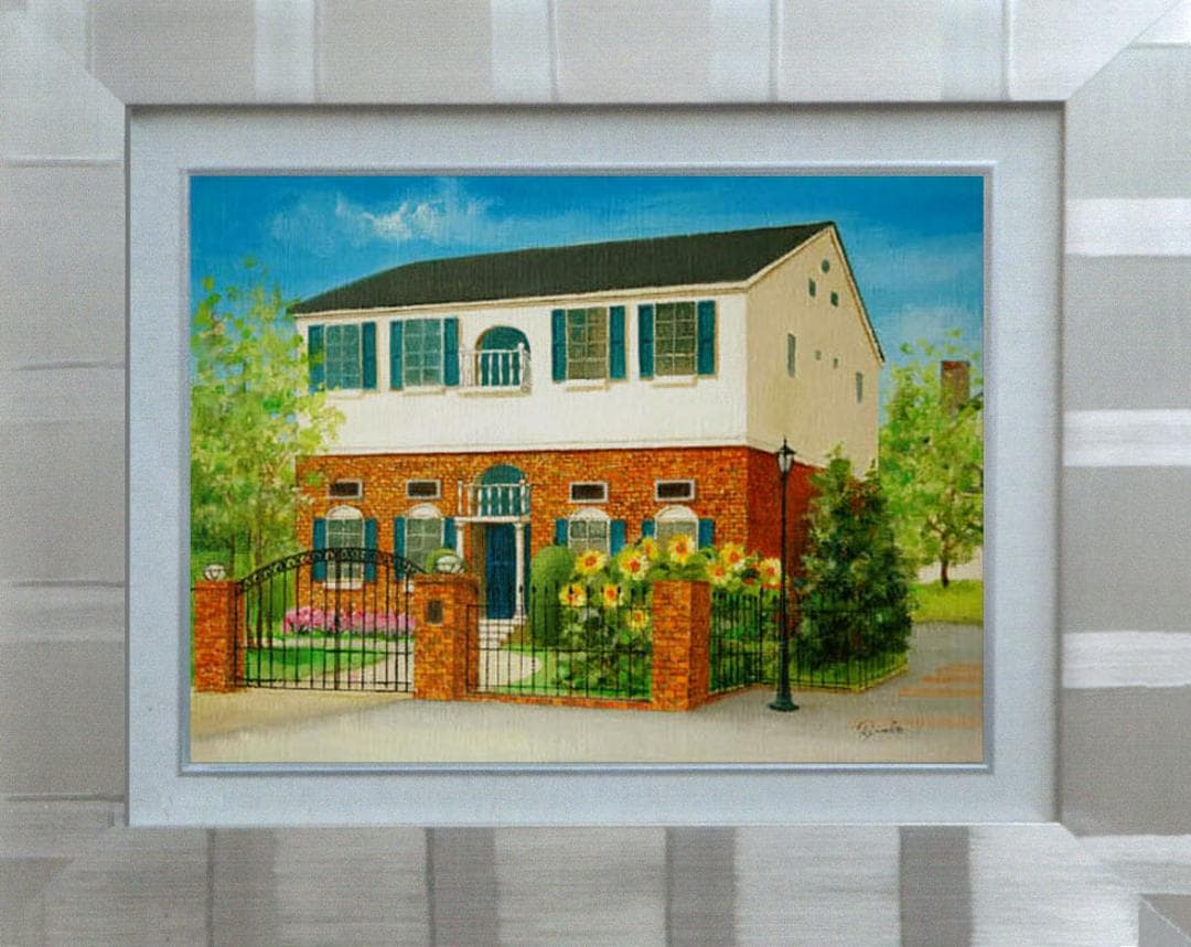 油絵 菅家令子 絵 絵画 インテリア 額付(銀) F4-110212 家ひまわり