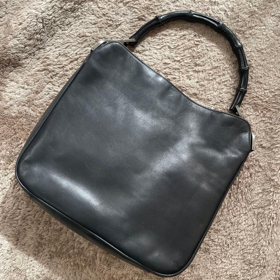 GUCCI グッチ バンブー ハンドバッグ 本革 レザー 黒 ブラック