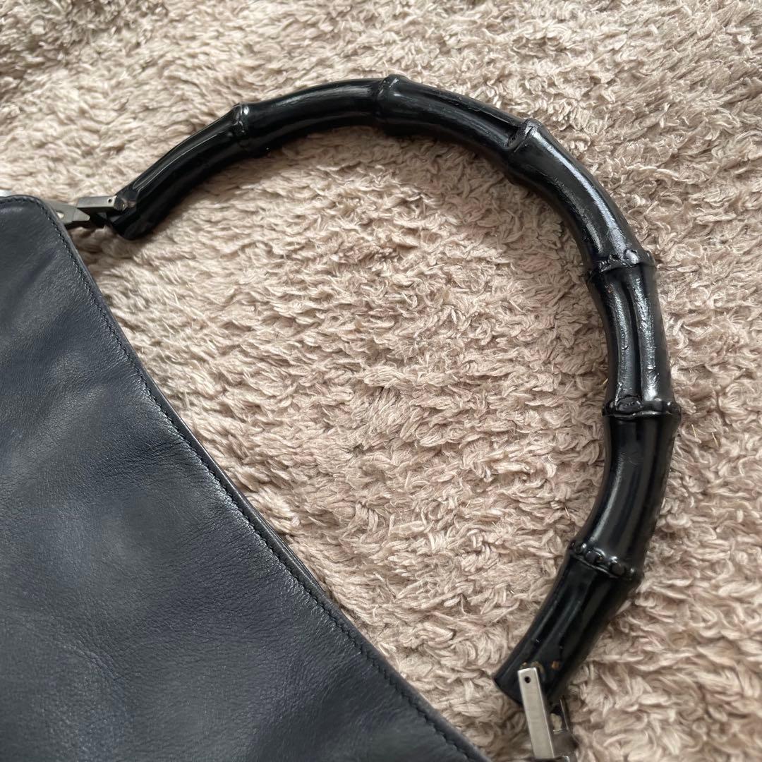 GUCCI グッチ バンブー ハンドバッグ 本革 レザー 黒 ブラック