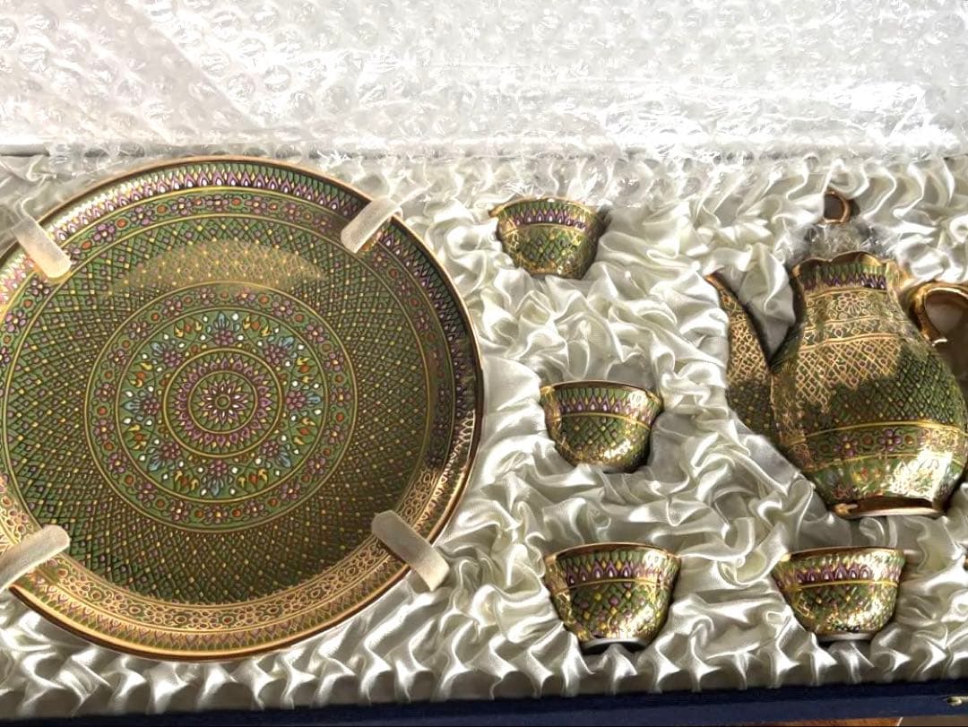 タイ高級陶磁器　ベンジャロン焼き　茶道具セット 多色装飾