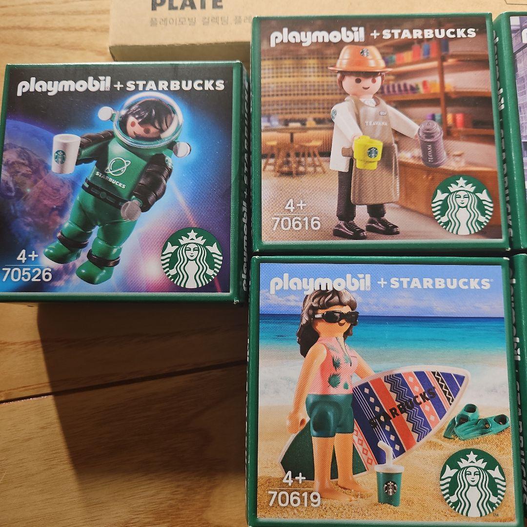 韓国スターバックス プレイモービルフィギュアセット プレート付き完全版