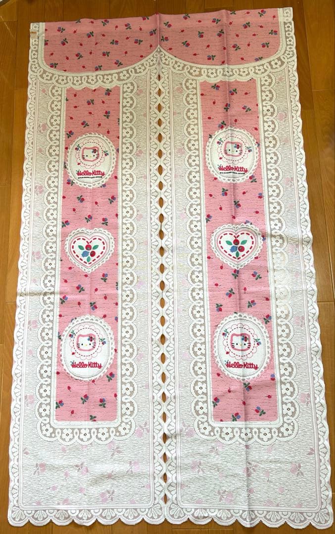 1999年製 ハローキティ のれん カフェカーテン レース 昭和レトロ 希少