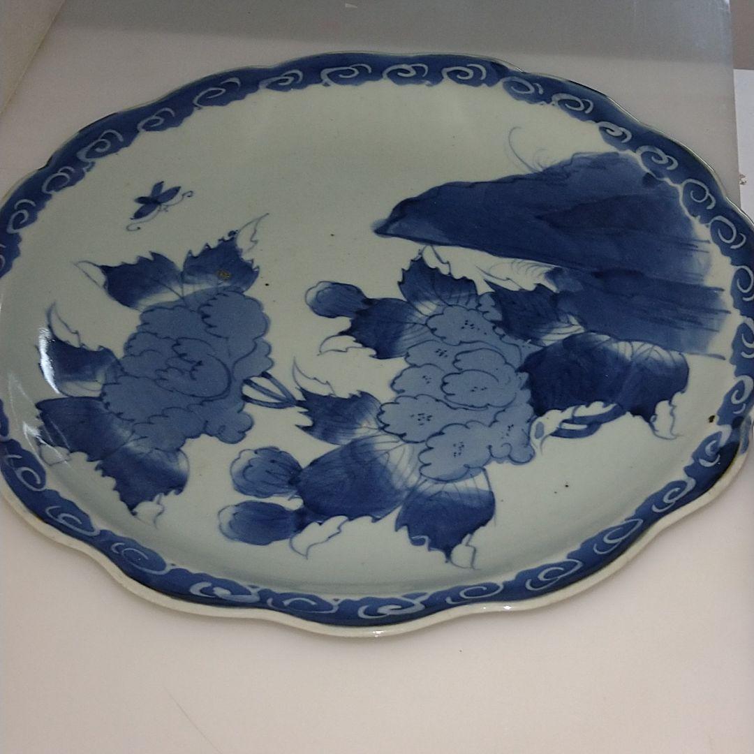 整理NO.67　古伊万里染付牡丹蝶文輪花皿（江戸中期）