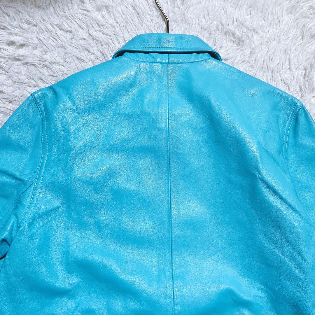 希少⭐️カルバンクライン　レザージャケット　シングル　90s〜00s 水色　S