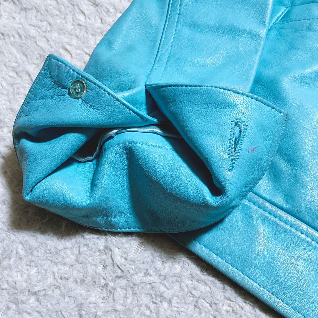 希少⭐️カルバンクライン　レザージャケット　シングル　90s〜00s 水色　S