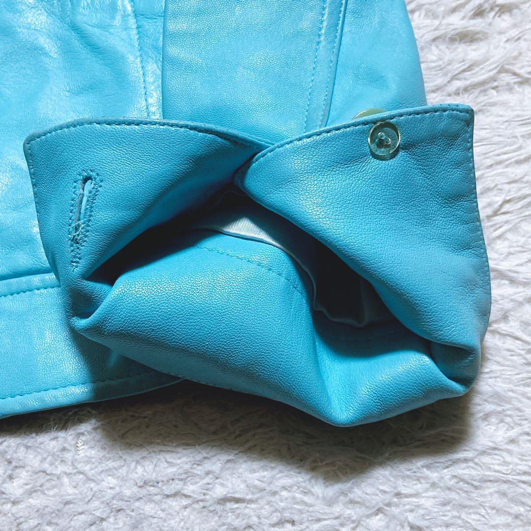 希少⭐️カルバンクライン　レザージャケット　シングル　90s〜00s 水色　S