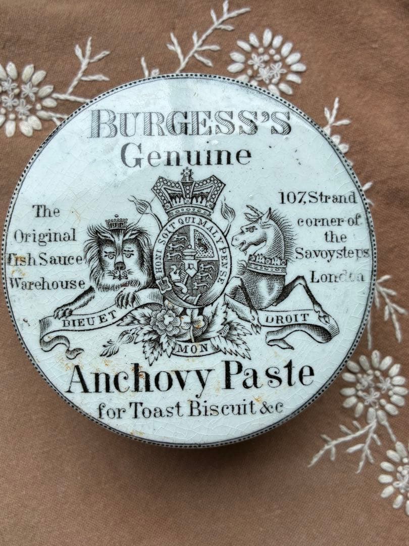 イギリス　アンティーク　アンチョビペースト　陶器　ジャー　ポット　美品