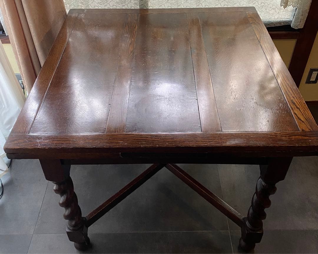 送料込み三越イギリスアンティークテーブル（伸縮可能）