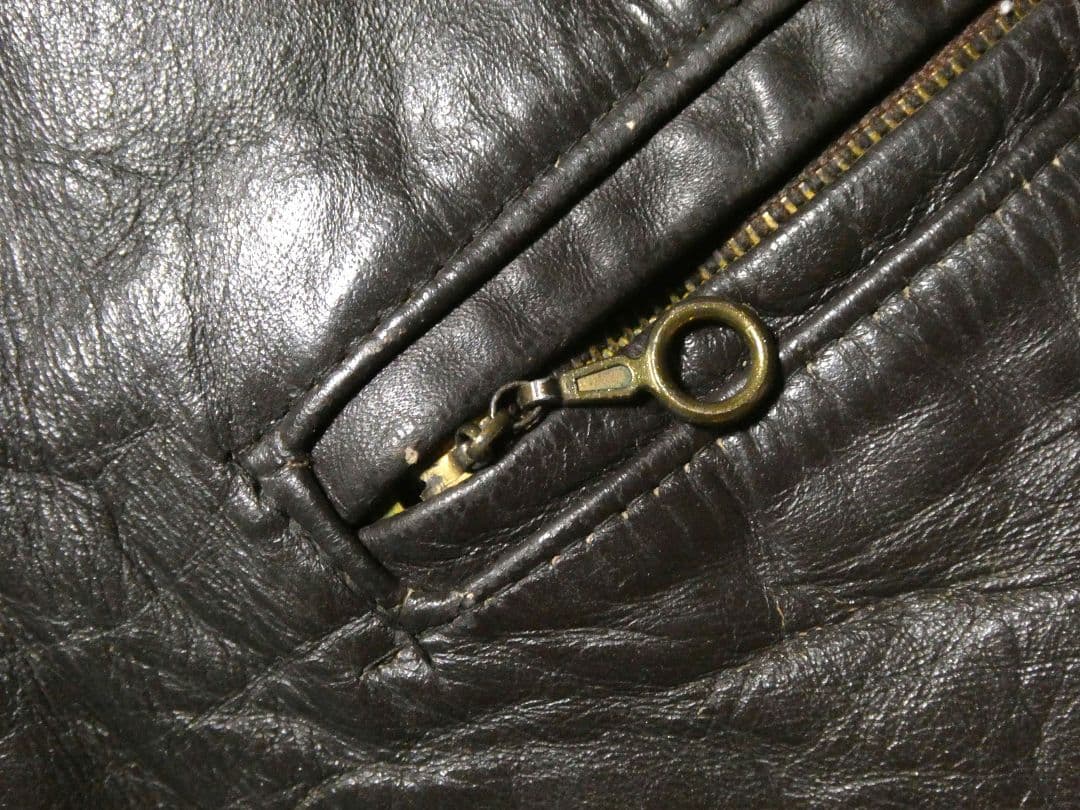 60-70sヴィンテージ！五角形TALON＆逆ハの字！シングルライダース濃茶