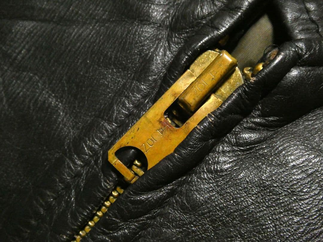 60-70sヴィンテージ！五角形TALON＆逆ハの字！シングルライダース濃茶