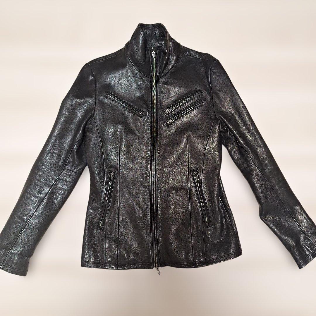 FUGA 　ゴートレザー　 シングルライダース 黒　サイズ46