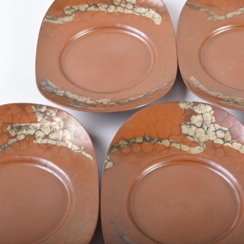 煎茶道具　高岡銅器　鍛金製　西村義光作　茶托　五客　共箱　C　7040