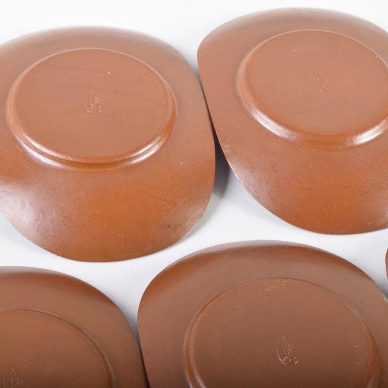 煎茶道具　高岡銅器　鍛金製　西村義光作　茶托　五客　共箱　C　7040