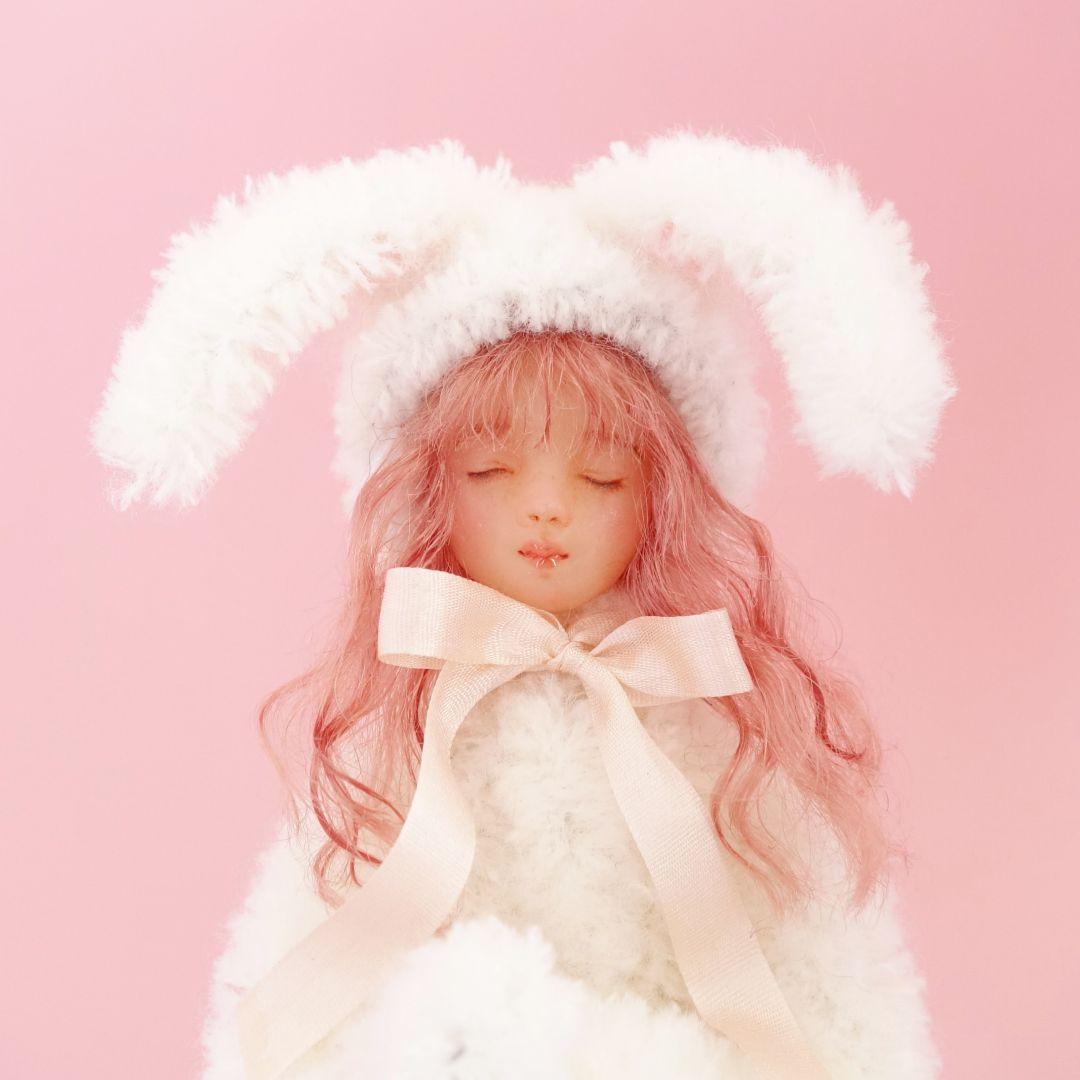 ■うさぎ着ぐるみドール■ アートドール 創作人形 樹脂粘土 ハンドメイド