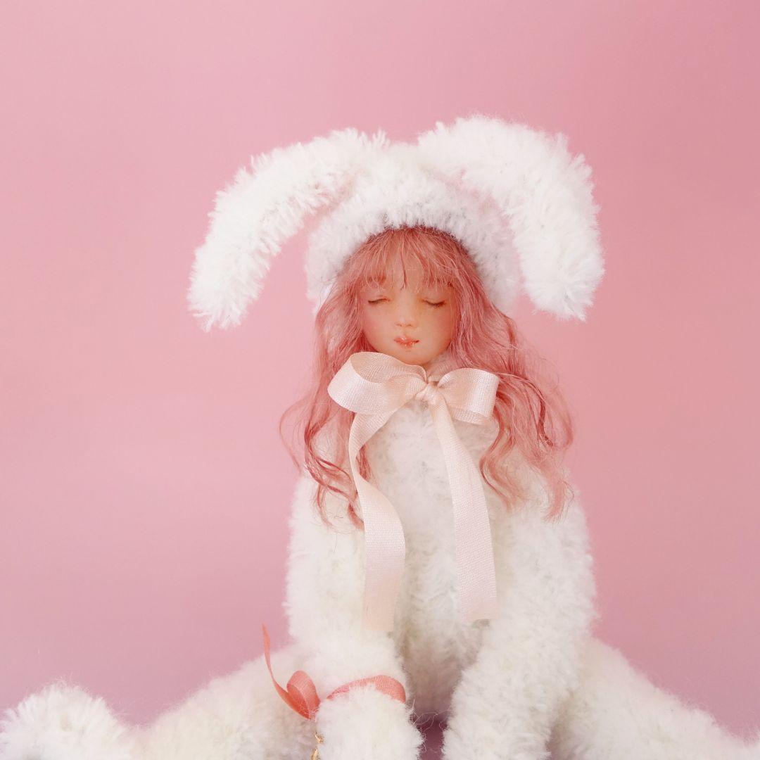 ■うさぎ着ぐるみドール■ アートドール 創作人形 樹脂粘土 ハンドメイド