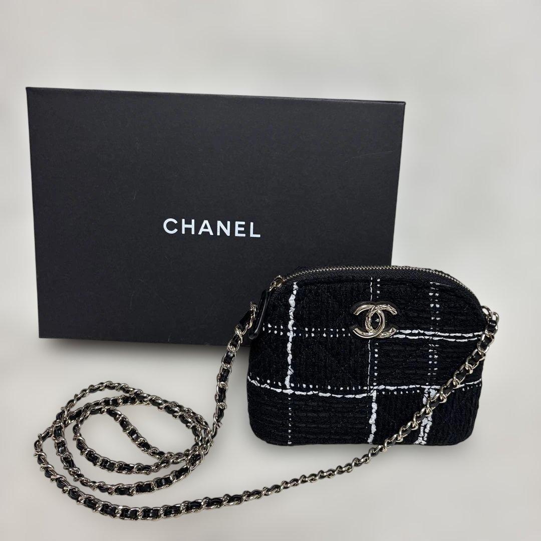 CHANEL ツイード チェック柄 ショルダーバッグ