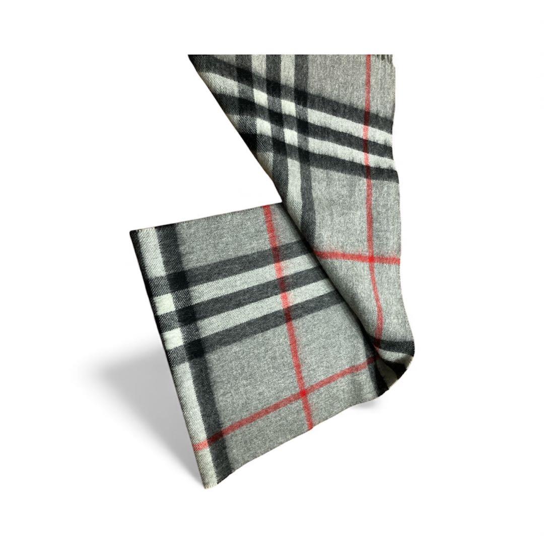 BURBERRY カシミヤシルク マフラー メガチェック　バーバリー グレー