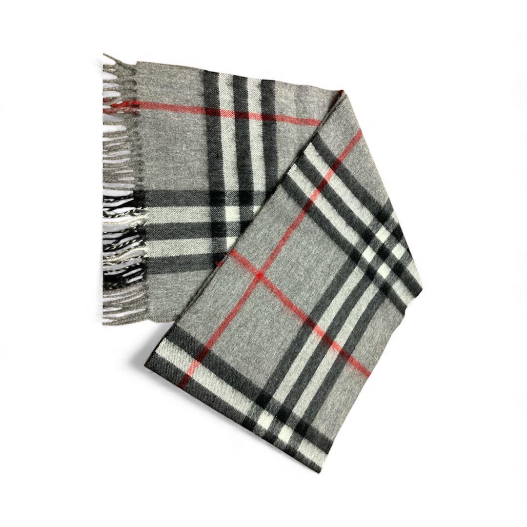BURBERRY カシミヤシルク マフラー メガチェック　バーバリー グレー