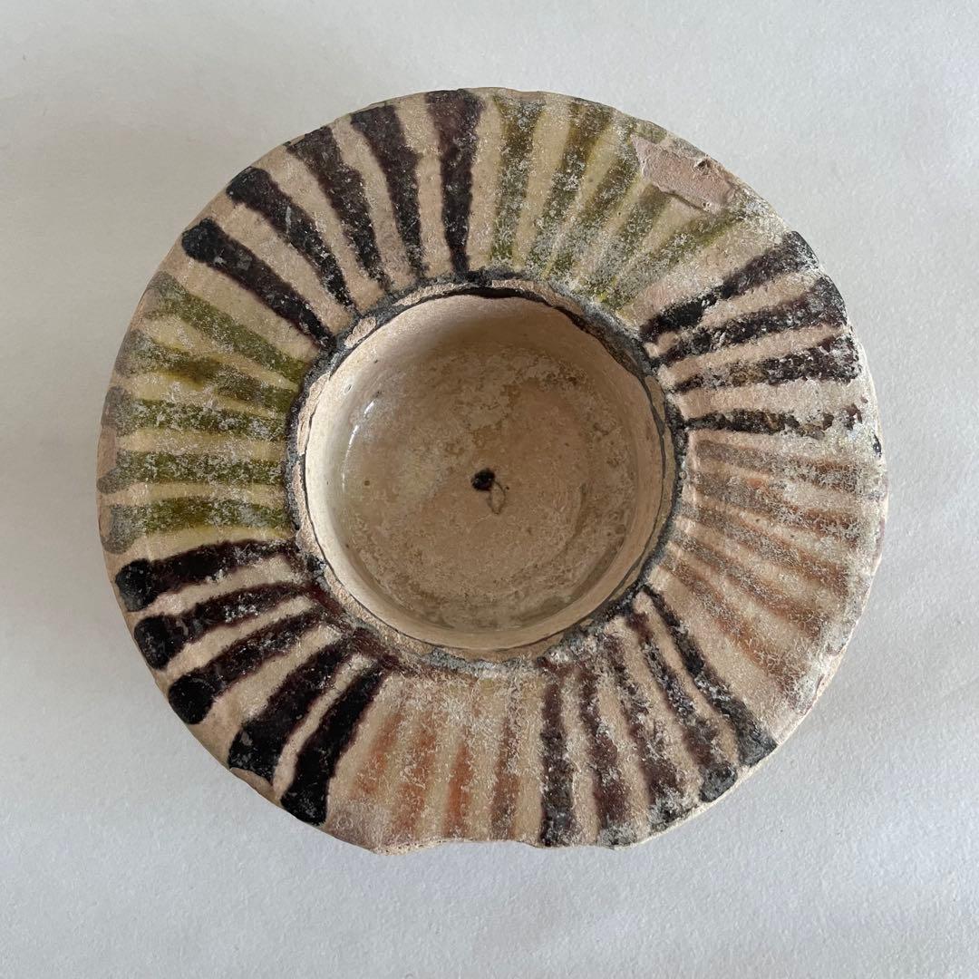 白地多彩幾何学文鉢　イスラム　イラン