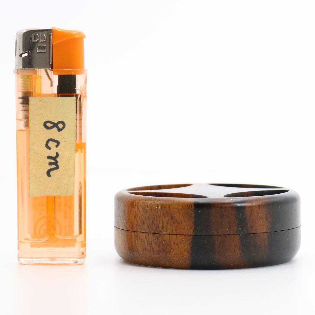 宗隆作 黒柿七宝香合 茶道具 共箱　AZ69　N5