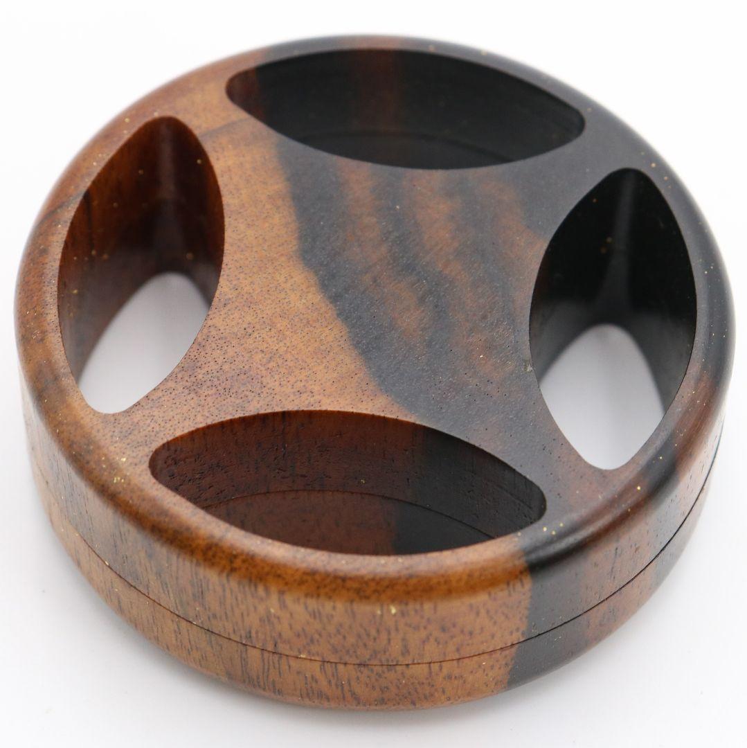 宗隆作 黒柿七宝香合 茶道具 共箱　AZ69　N5