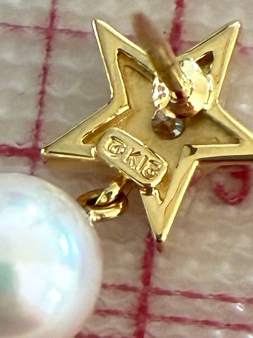 年末セール☆パール綺麗♡【美品】ミキモト K18 あこや　ダイヤモンド 星　ピン