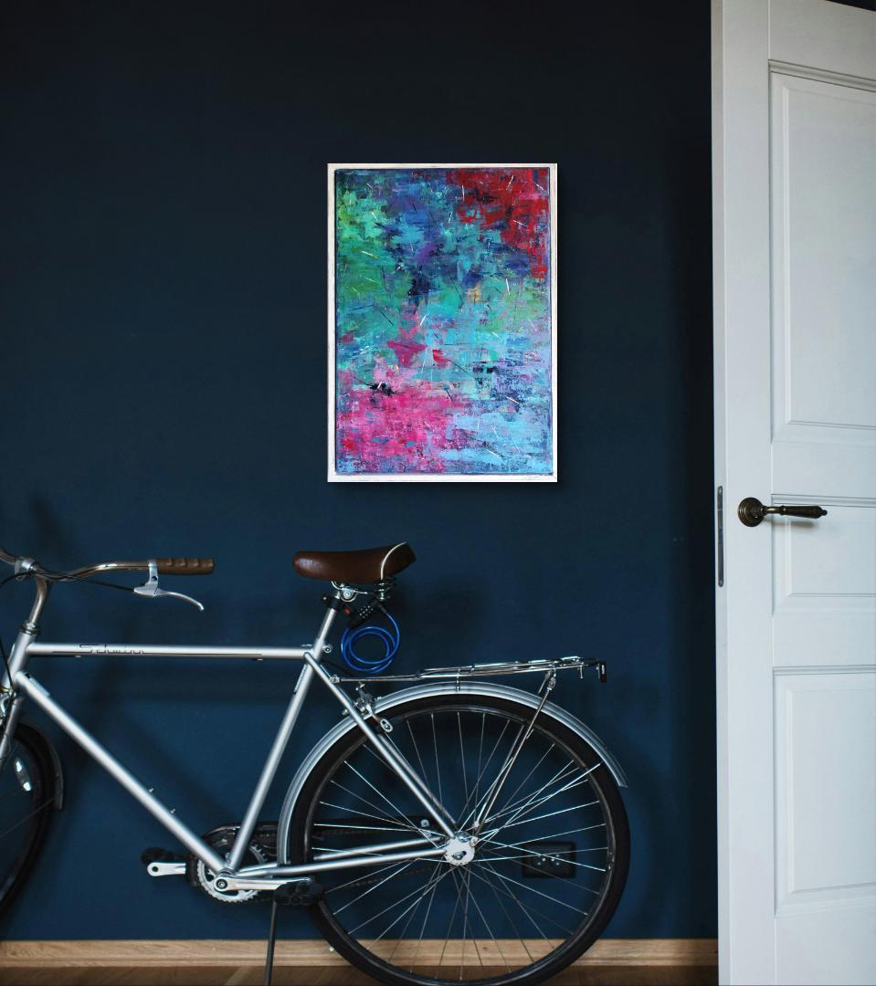 水面花火/ 抽象画 キャンバス 額セット 44×32㎝ 原画1点のみ モダン