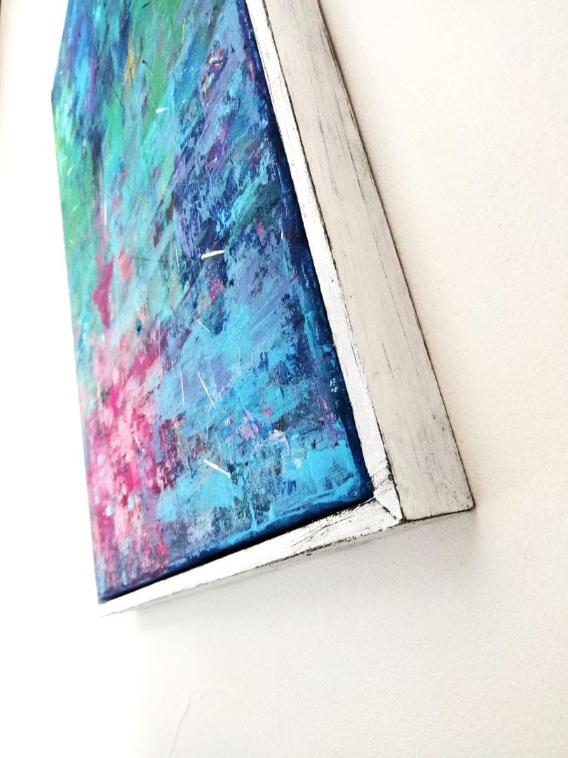 水面花火/ 抽象画 キャンバス 額セット 44×32㎝ 原画1点のみ モダン