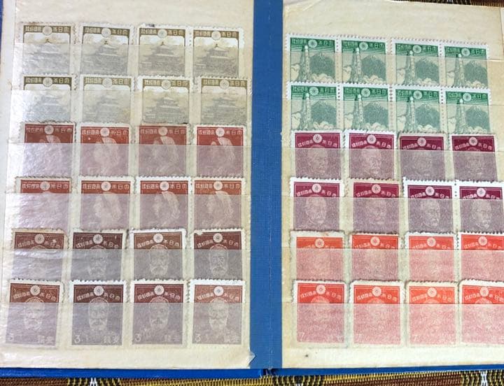 昭和12年〜25年 未使用普通切手24種8枚づつ計192枚ブック付 歴史的資料！