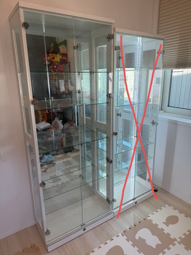 鍵・背面鏡付きガラスショーケース