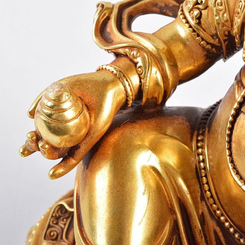 中国　大明永楽年施　古銅鍍金　チベット仏　仏像　置物　H　9195E