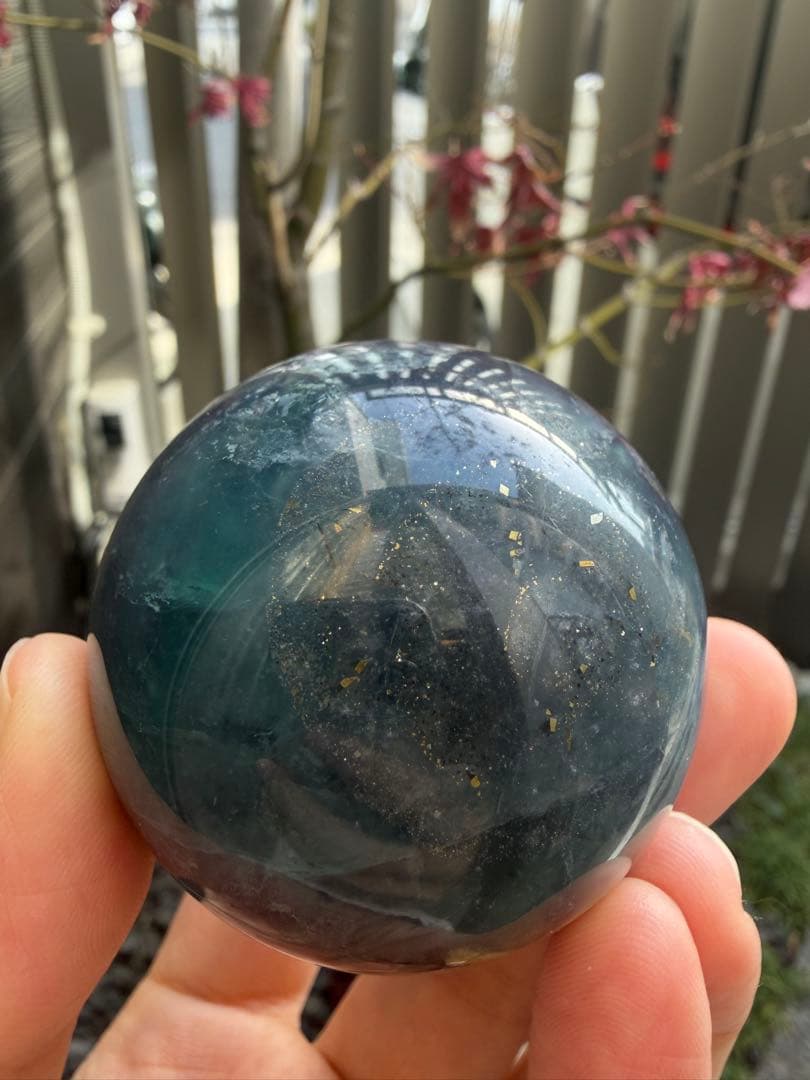 【希少】ナイジェリアフローライト　スフィア　フローライト　天然石　パイライト共生