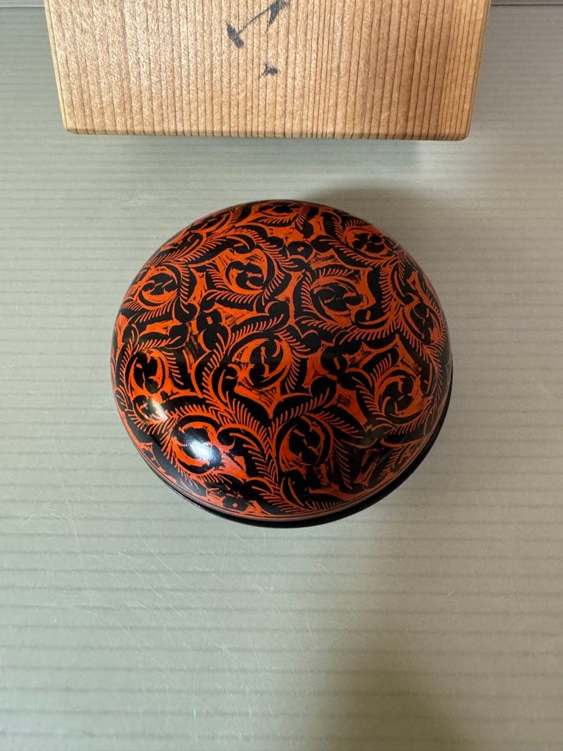 2770 讃岐 蒟醤塗 キンマ 丸香合 富山昇斎造 茶道具　未使用