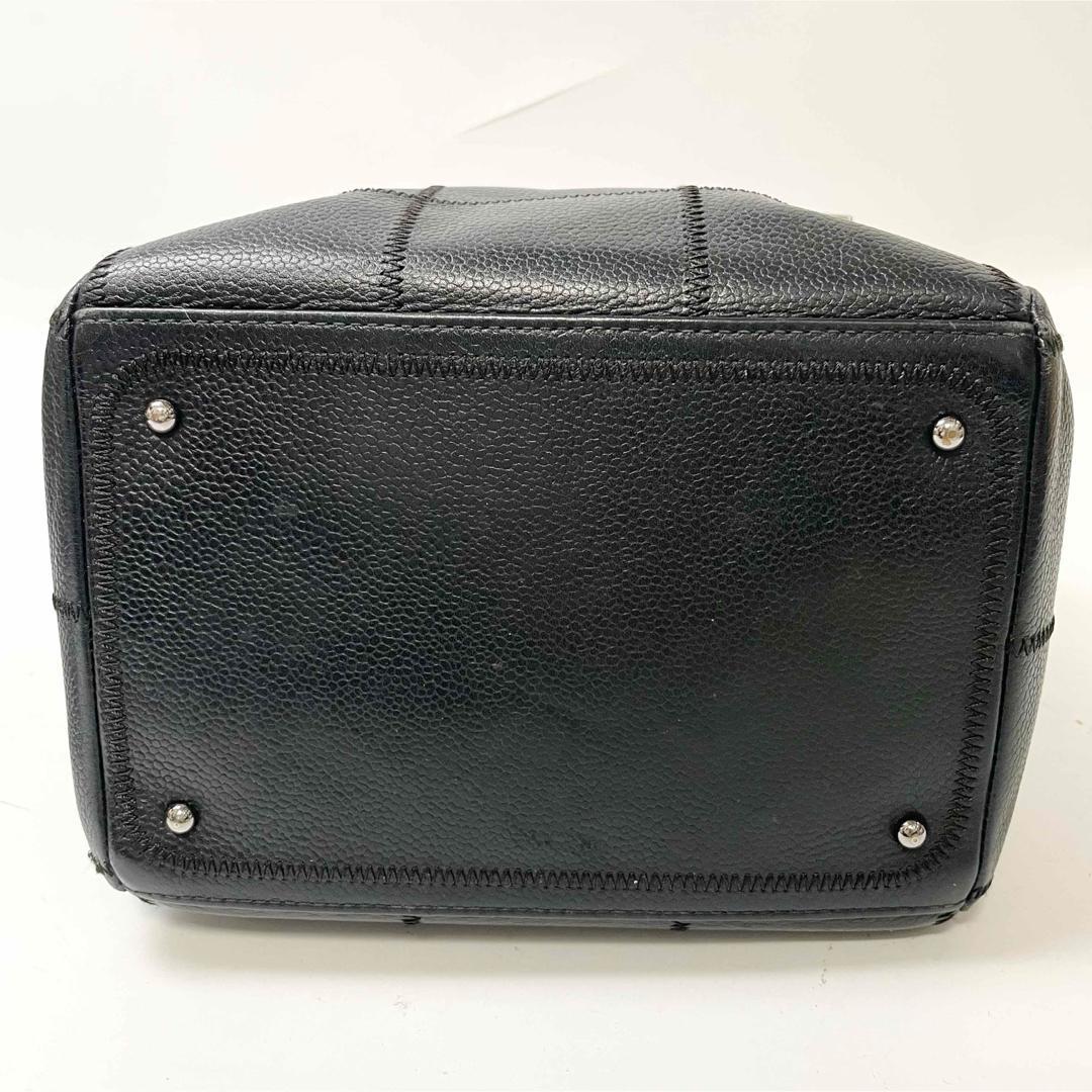 sigeta19シャネル　キャビアスキン　チョコバー　ハンド　ミニボストン