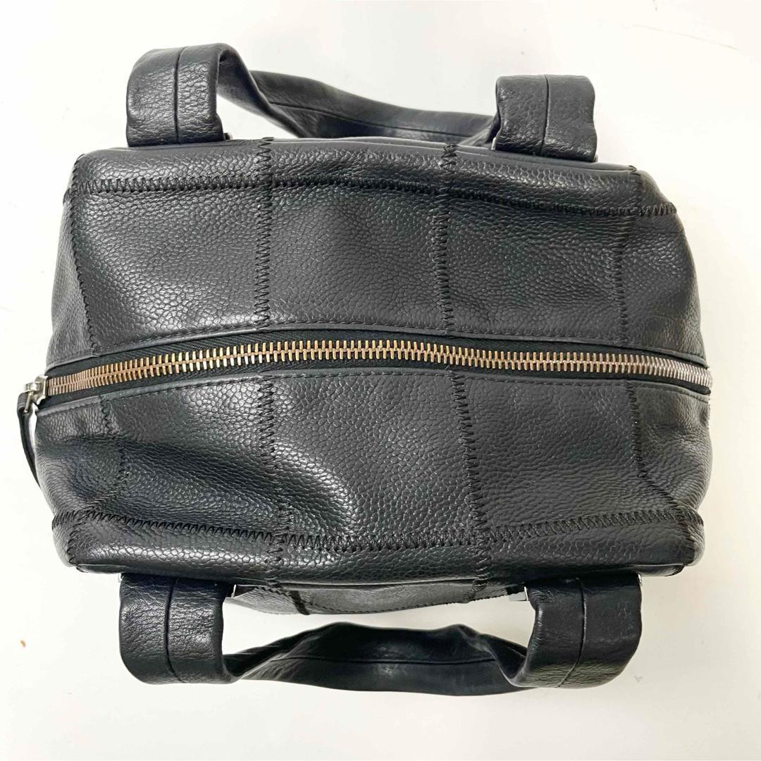 sigeta19シャネル　キャビアスキン　チョコバー　ハンド　ミニボストン