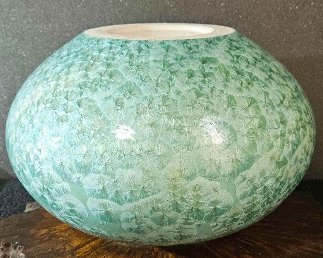 京焼　五雲窯　三代五雲　前田喜代範 作 輝映 結晶釉 花生花入　花瓶　オブジェ