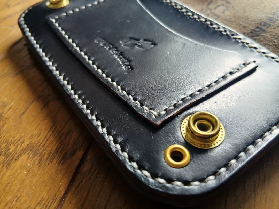 Middleトラッカーウォレット　クロムエクセルレザー　スタンプ　茶芯