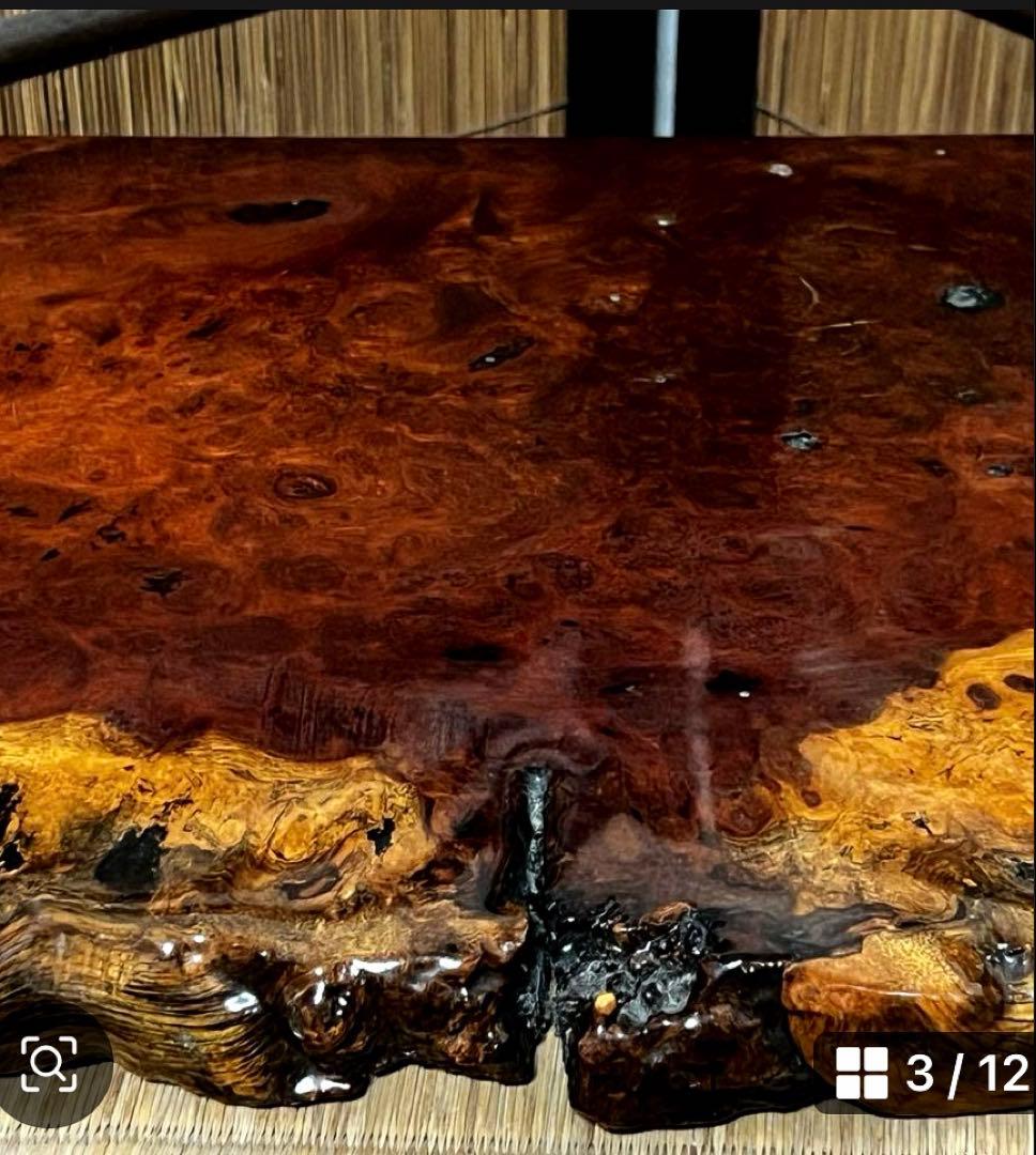 天然時代木 花梨 玉杢 瘤 花台 香台 盆栽台 敷板 約54㎝