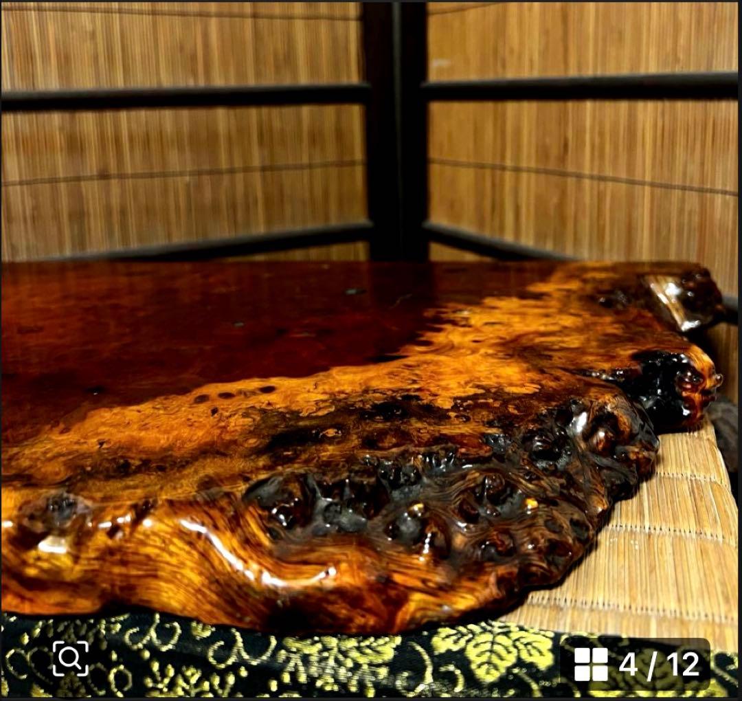 天然時代木 花梨 玉杢 瘤 花台 香台 盆栽台 敷板 約54㎝