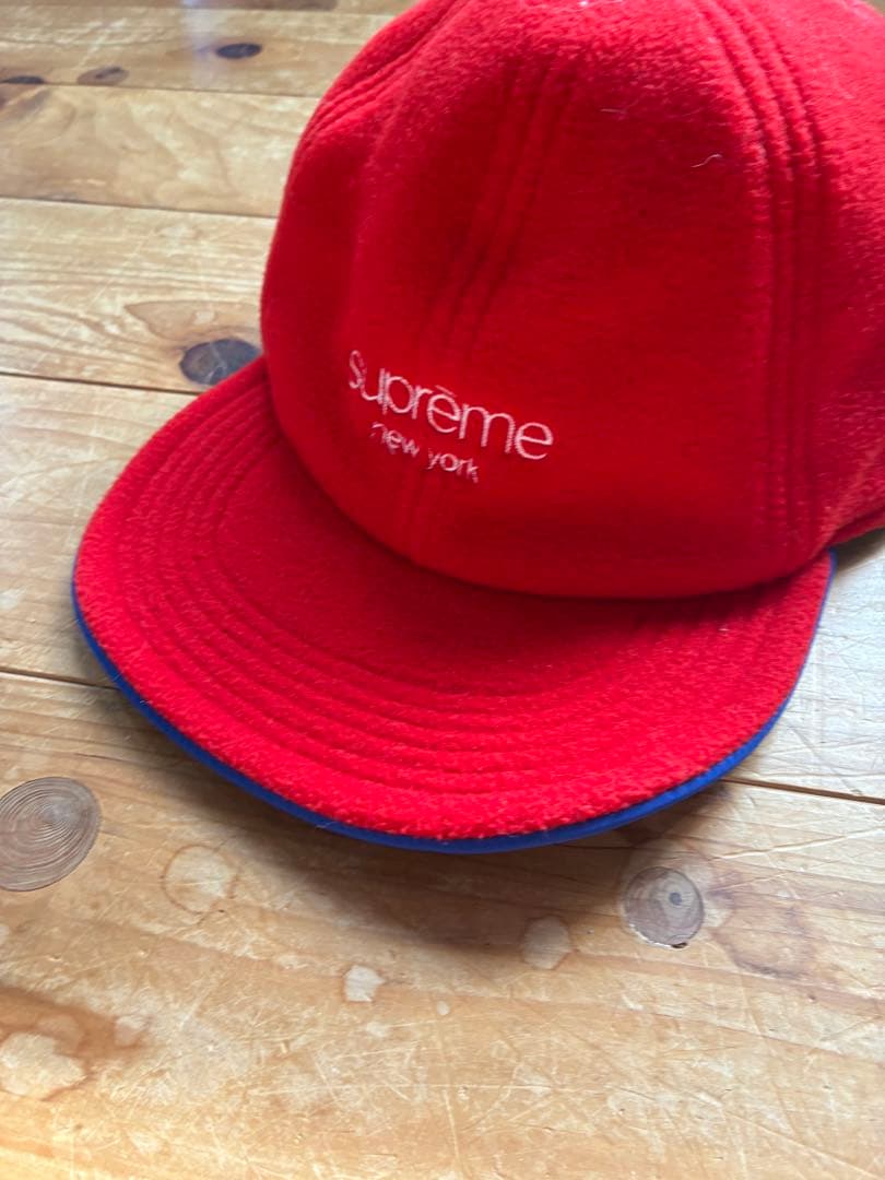 supreme 青 赤 リバーシブルキャップ