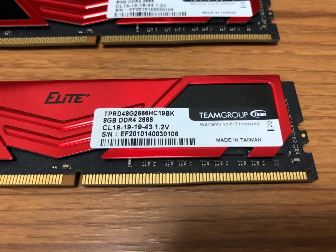 Team DDR4 2666MHz 16GB(8GBx2) デスクトップ用メモリ