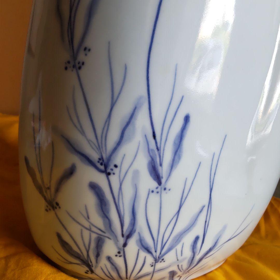 二代滝口加全造り　花生け【染付水光】「鮎】【清流】【飾り】【置物】