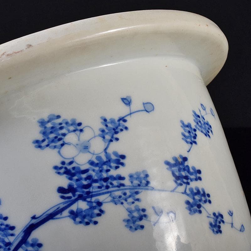 瀬戸焼　古瀬戸　花草文　三つ足植木鉢　蘭鉢　V　R8265