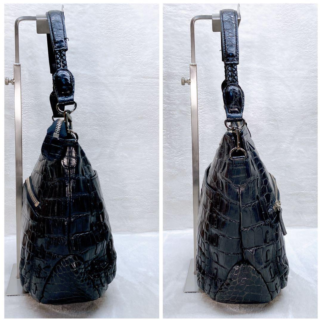 ✨美品✨クロコダイル マットクロコ 2wayショルダーバッグ レザー ブラック