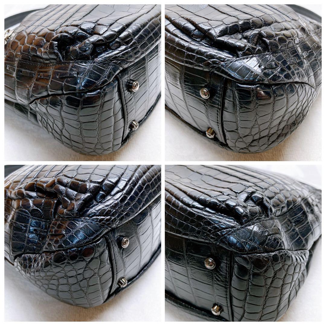 ✨美品✨クロコダイル マットクロコ 2wayショルダーバッグ レザー ブラック