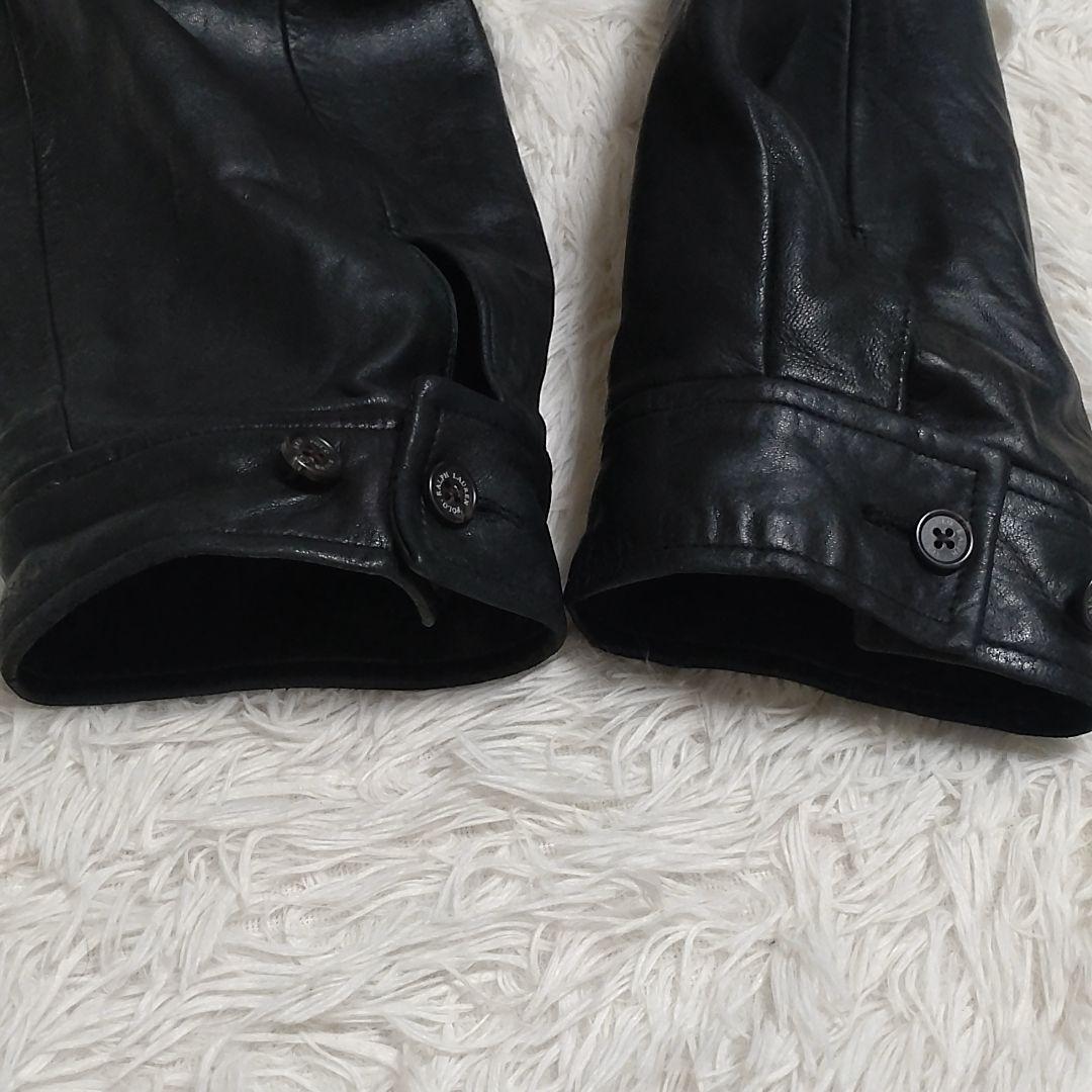 【希少】90s ラルフローレン 刺繍 羊革 襟付き ラムレザージャケット