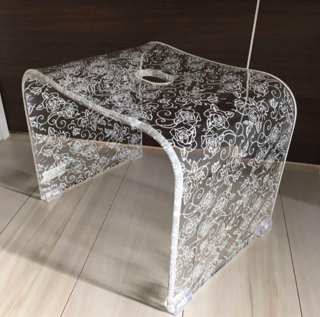 新品◎ アクリル　バスチェア　クリアローズ　L センコー　お風呂　椅子