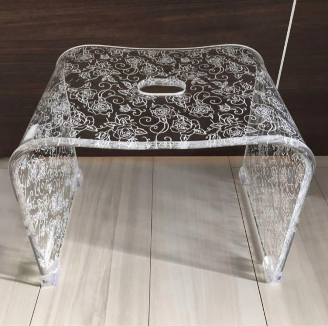 新品◎ アクリル　バスチェア　クリアローズ　L センコー　お風呂　椅子